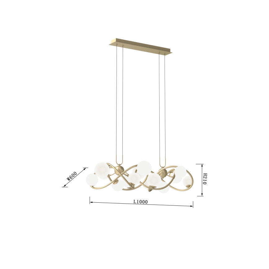 Wofi 7014-1401 - LED Lustra ar auklu NANCY 14xG9/3,5W/230V zelta/balta