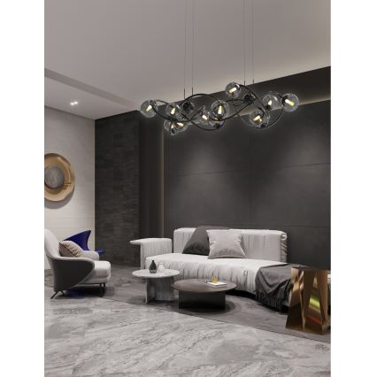 Wofi 7014-1405 - LED Lustra ar auklu NANCY 14xG9/3,5W/230V melna/spīdīgi hromēts