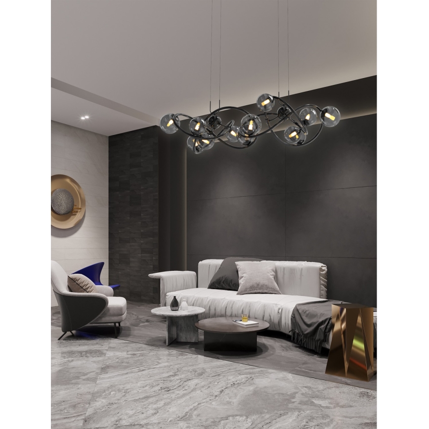 Wofi 7014-1405 - LED Lustra ar auklu NANCY 14xG9/3,5W/230V melna/spīdīgi hromēts