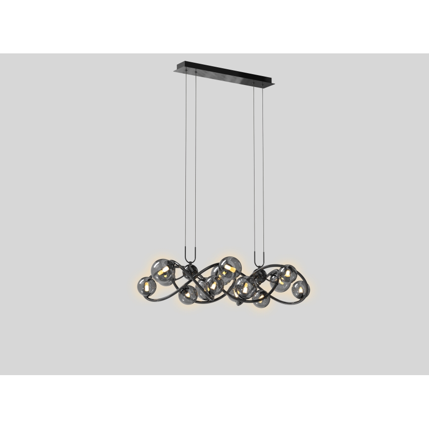 Wofi 7014-1405 - LED Lustra ar auklu NANCY 14xG9/3,5W/230V melna/spīdīgi hromēts