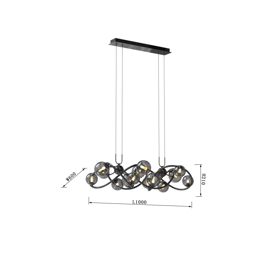 Wofi 7014-1405 - LED Lustra ar auklu NANCY 14xG9/3,5W/230V melna/spīdīgi hromēts