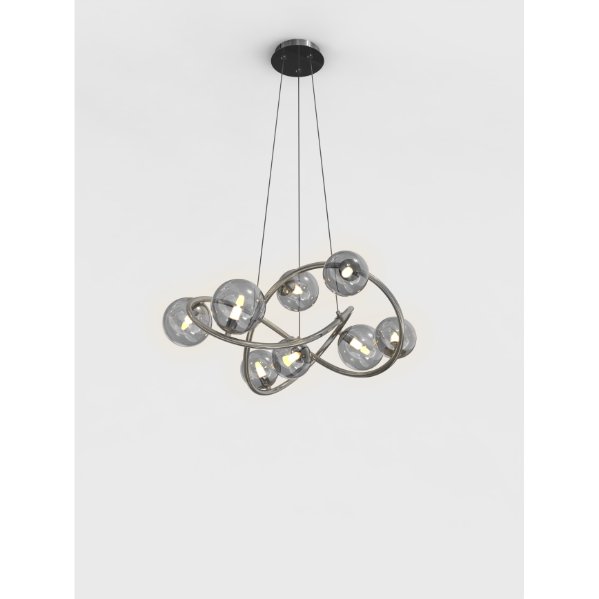 Wofi 7014-805 - LED Lustra ar auklu NANCY 8xG9/3,5W/230V melna/spīdīgi hromēts
