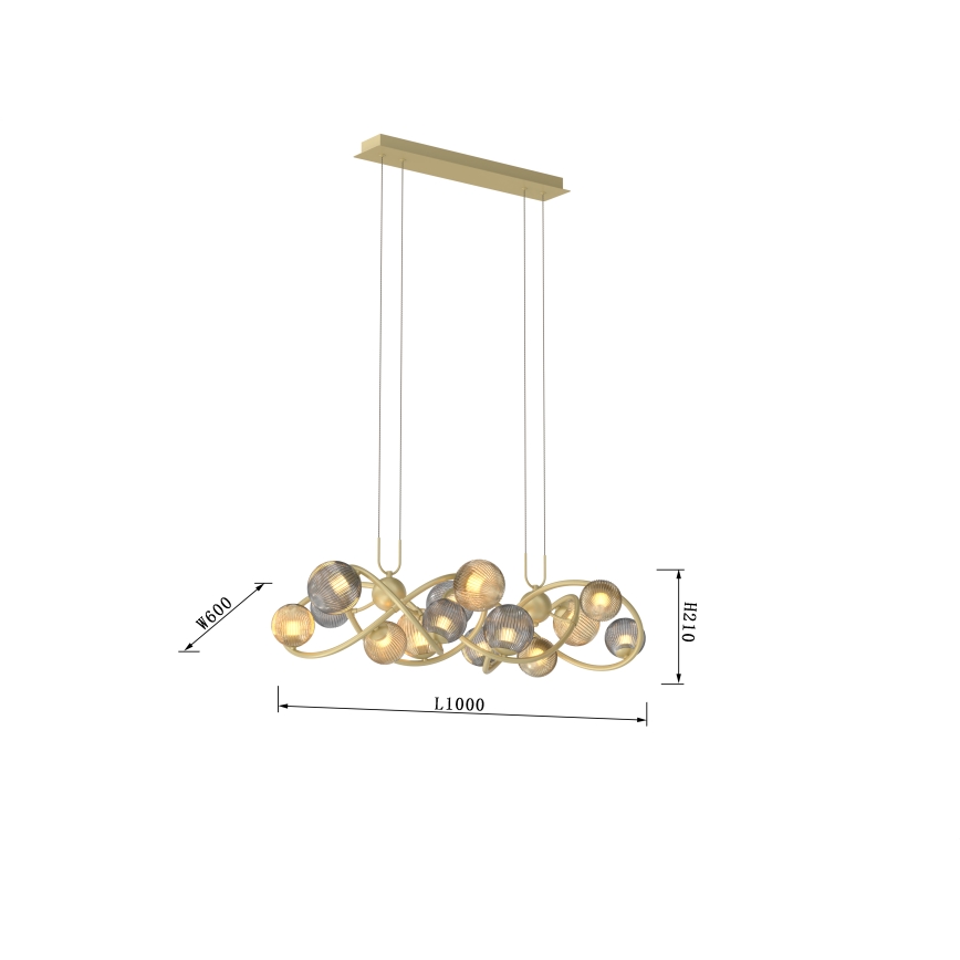 Wofi 7015-1404 - LED Lustra ar auklu METZ 14xG9/3,5W/230V zelta/pelēka