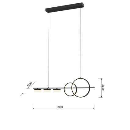 Wofi 7030-502 - LED Aptumšojama lustra ar auklu MESSINA LED/40W/230V melna