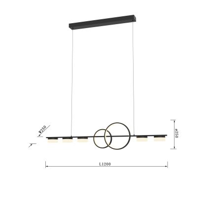 Wofi 7030-702 - LED Aptumšojama lustra ar auklu MESSINA LED/57W/230V melna