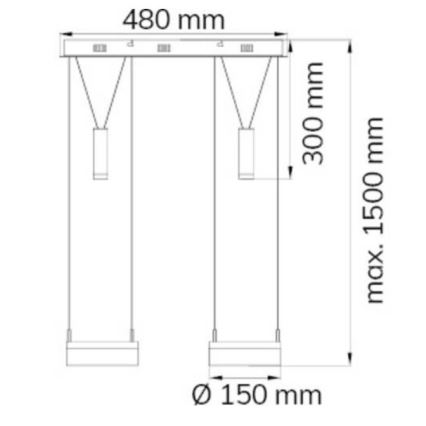 Wofi 7263.04.54.6000 - LED Aptumšojama lustra ar auklu JETTE 2xLED/7,5W/230V + 2xLED/1W