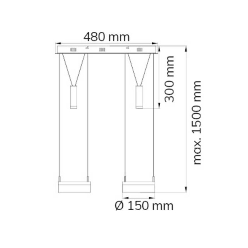 Wofi 7263.04.54.6000 - LED Aptumšojama lustra ar auklu JETTE 2xLED/7,5W/230V + 2xLED/1W
