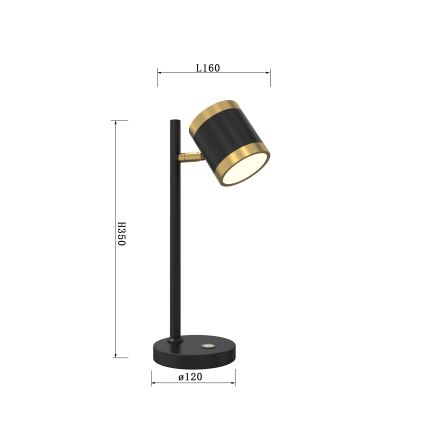 Wofi 8003-104S - LED Aptumšojama galda lampa TOULOUSE LED/10W/230V melna/zelta