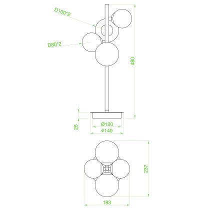 Wofi 8014.04.24.9000 - LED Galda lampa 4xG9/3W/230V melna