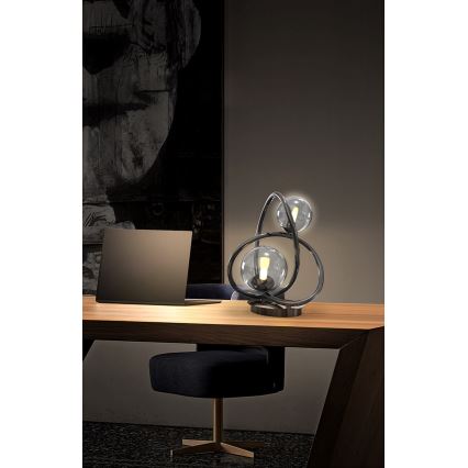 Wofi 8014-205 - LED Galda lampa NANCY 2xG9/3,5W/230V melna/spīdīgi hromēts