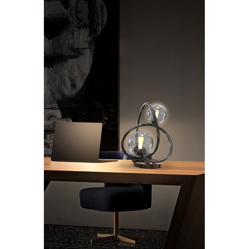 Wofi 8014-205 - LED Galda lampa NANCY 2xG9/3,5W/230V melna/spīdīgi hromēts