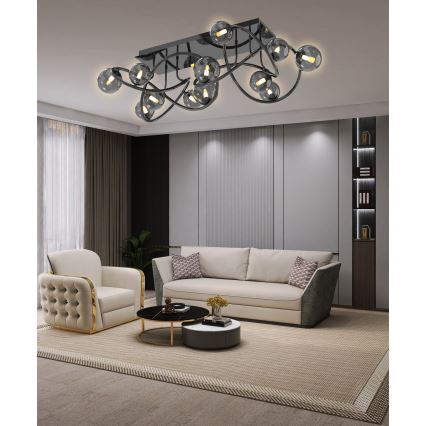 Wofi 9014-1205 - LED Virsapmetuma lustra NANCY 12xG9/3,5W/230V melna/spīdīgi hromēts
