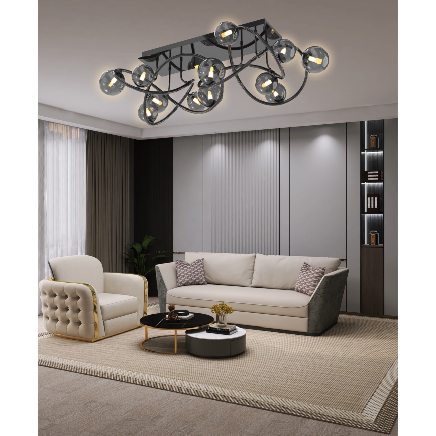 Wofi 9014-1205 - LED Virsapmetuma lustra NANCY 12xG9/3,5W/230V melna/spīdīgi hromēts