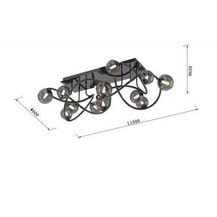 Wofi 9014-1205 - LED Virsapmetuma lustra NANCY 12xG9/3,5W/230V melna/spīdīgi hromēts