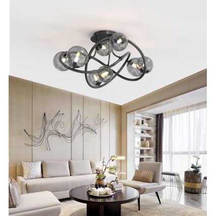 Wofi 9014-805 - LED Virsapmetuma lustra NANCY 8xG9/3,5W/230V melna/spīdīgi hromēts
