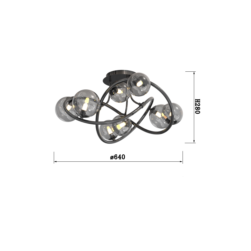 Wofi 9014-805 - LED Virsapmetuma lustra NANCY 8xG9/3,5W/230V melna/spīdīgi hromēts