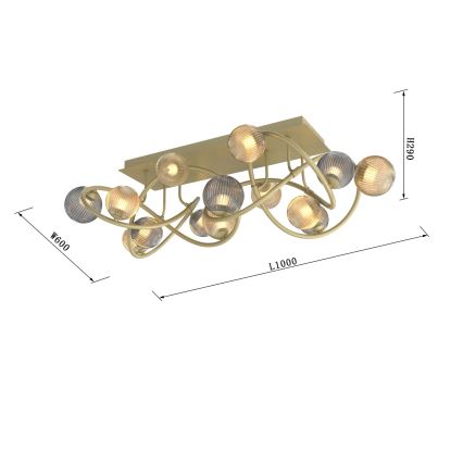 Wofi 9015-1204 - LED Virsapmetuma lustra METZ 12xG9/3,5W/230V zelta/pelēka