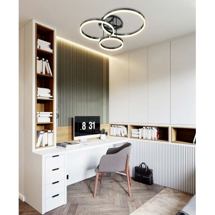 Wofi 9049-405 - LED Aptumšojama virsapmetuma lustra PERPIGNAN LED/51W/230V melna/spīdīgi hromēts