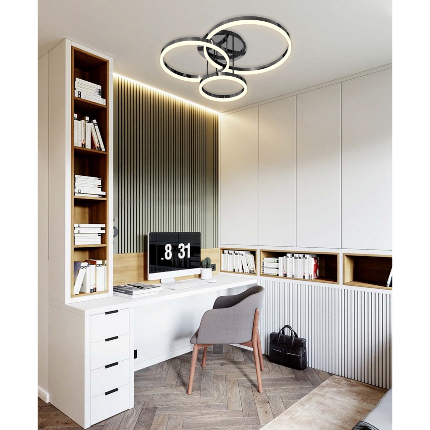 Wofi 9049-405 - LED Aptumšojama virsapmetuma lustra PERPIGNAN LED/51W/230V melna/spīdīgi hromēts