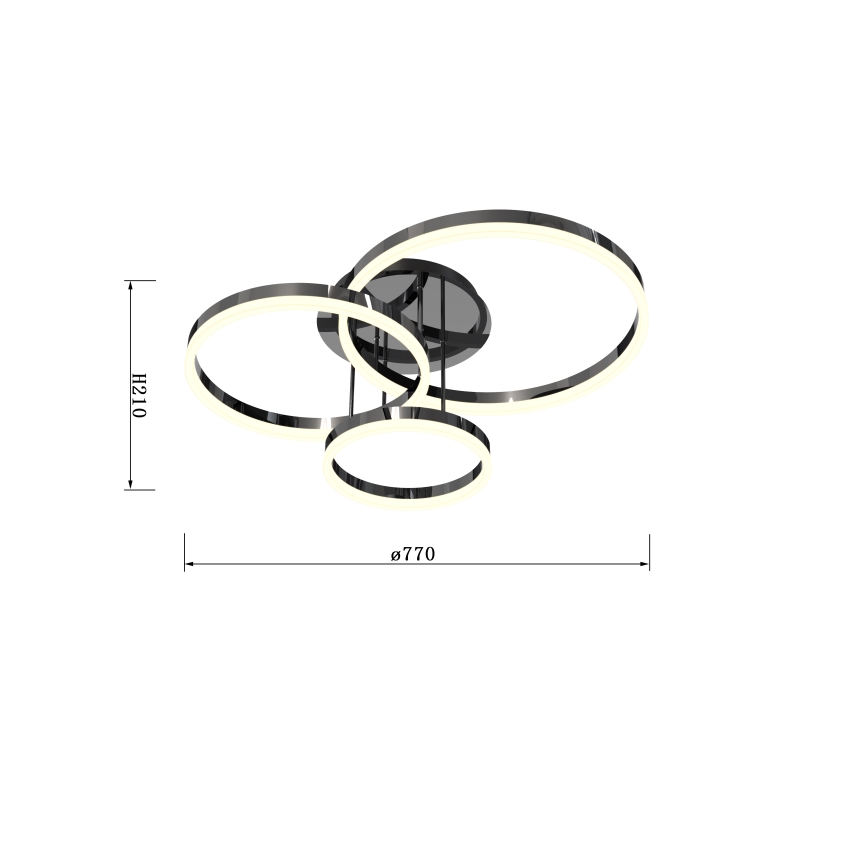 Wofi 9049-405 - LED Aptumšojama virsapmetuma lustra PERPIGNAN LED/51W/230V melna/spīdīgi hromēts
