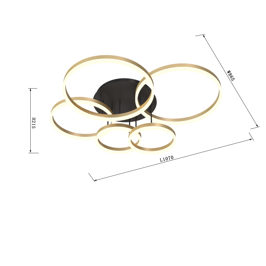 Wofi 9049-601 - LED Aptumšojama virsapmetuma lustra PERPIGNAN LED/80W/230V zelta