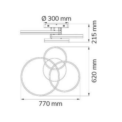 Wofi 9822.03.88.9000 - LED Aptumšojama virsapmetuma lustra VAASA LED/58W/230V