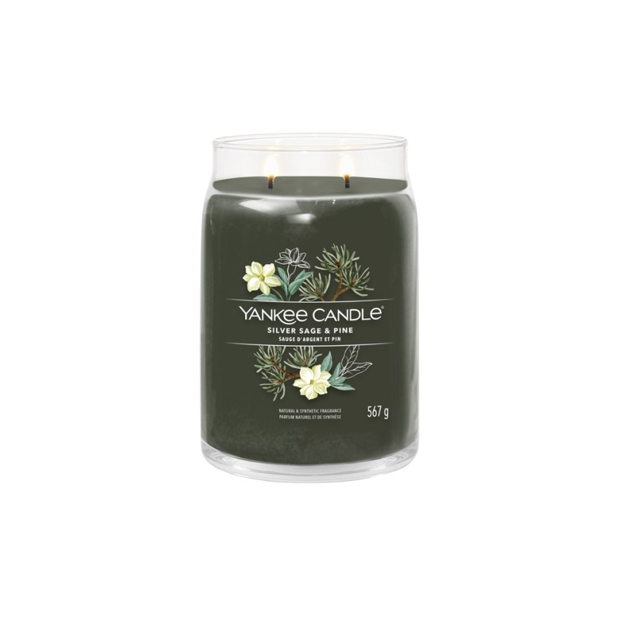 Yankee Candle - Aromātiskā svece SILVER SAGE & PINE liela 567 g 60-90 stundas.