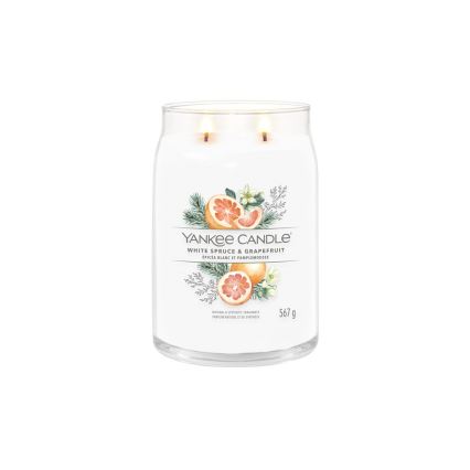 Yankee Candle - Aromātiskā svece WHITE SPRUCE & GRAPEFRUIT liela 567g 60-90 stundas