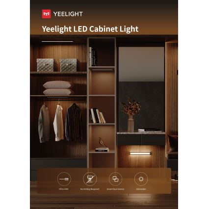 Yeelight - LED Aptumšojams, uzlādējams mēbeļu apgaismojums ar sensoru LED/1,8W/1100 mAh 4000K 20 cm melna