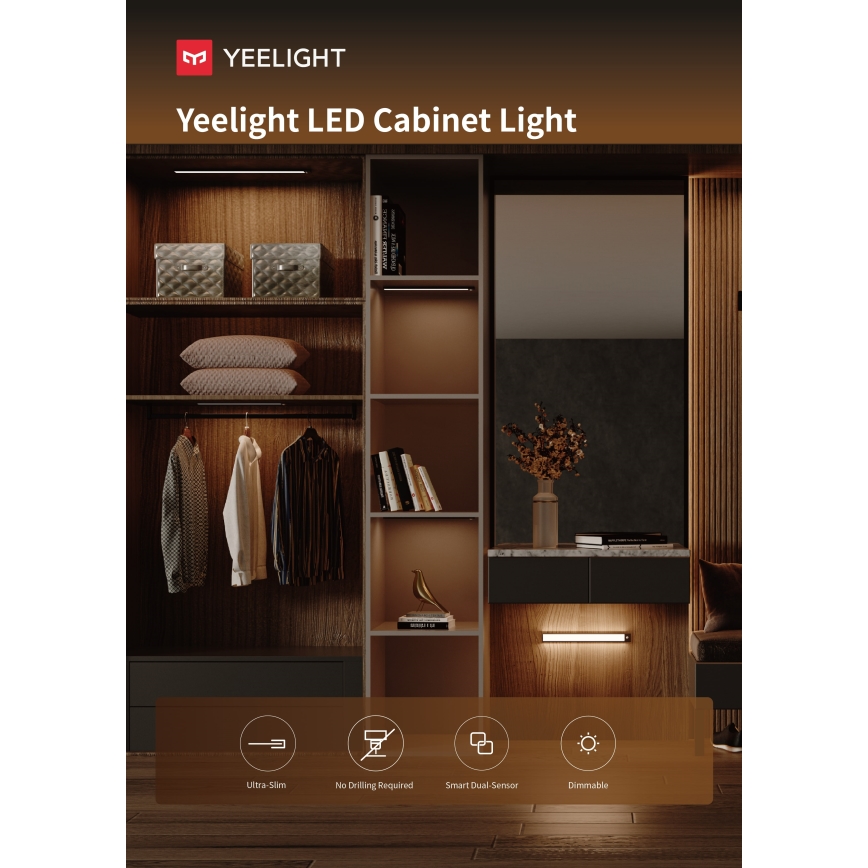 Yeelight - LED Aptumšojams, uzlādējams mēbeļu apgaismojums ar sensoru LED/2,4W/2200 mAh 4000K 60 cm sudraba