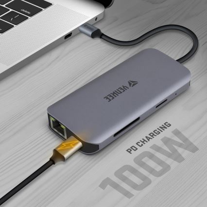 Yenkee - Vairāku pieslēgvietu adapteris 8in1 USB tips C