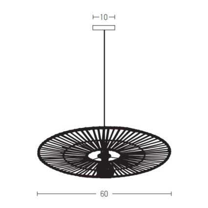 Zambelis 19104 - Lustra ar auklu 1xE27/40W/230V bambusa/melna