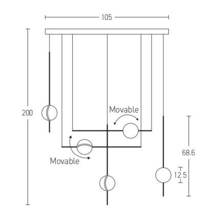 Zambelis 2001 - LED Lustra ar auklu LED/38W/230V