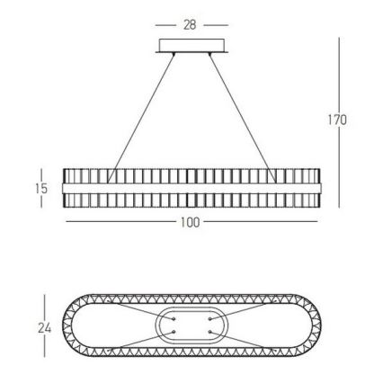 Zambelis 22041 - LED Aptumšojama lustra ar auklu LED/68W/230V zelta