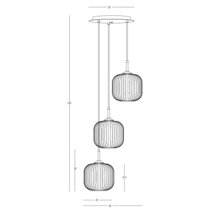 Zambelis 22073 - Lustra ar auklu 3xE27/40W/230V