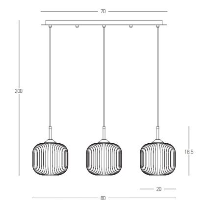 Zambelis 22074 - Lustra ar auklu 3xE27/40W/230V