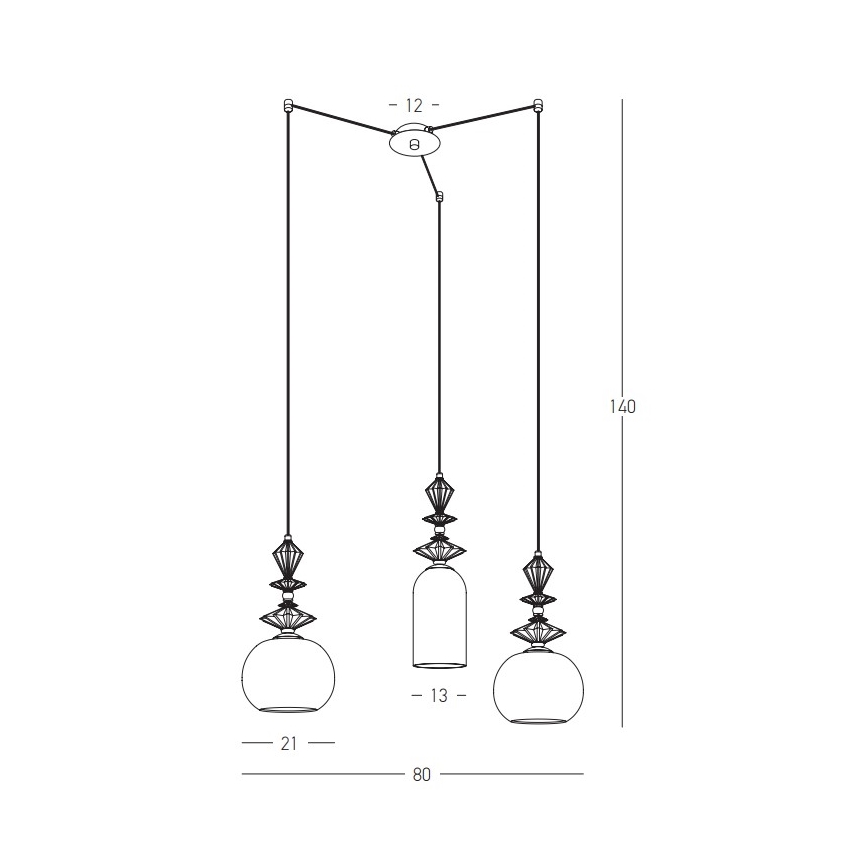 Zambelis 22152 - Lustra ar auklu 3xE27/40W/230V zirneklis keramika