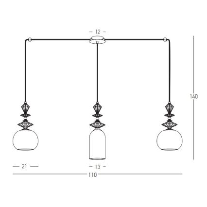 Zambelis 22153 - Lustra ar auklu 3xE27/40W/230V zirneklis keramika