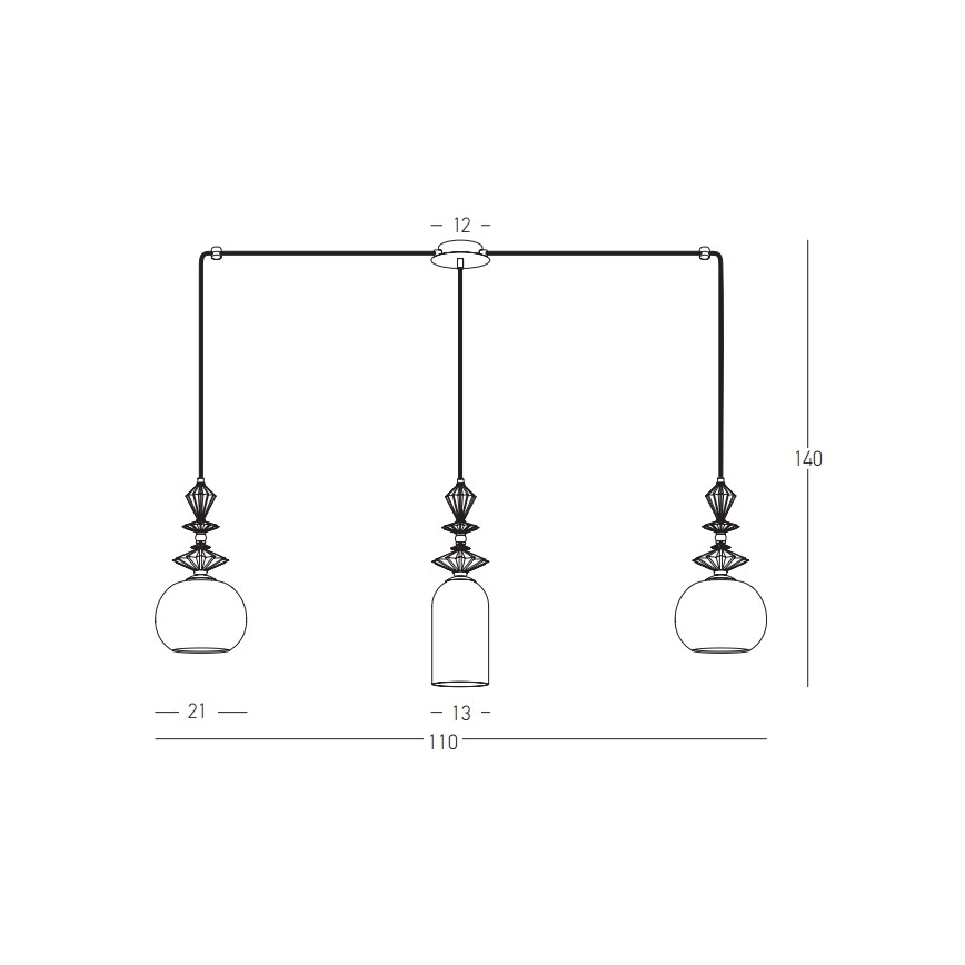 Zambelis 22153 - Lustra ar auklu 3xE27/40W/230V zirneklis keramika