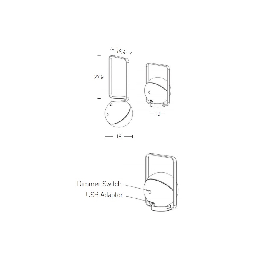 Zambelis E233 - LED Aptumšojama āra lampa LED/1,5W/5V IP44, melna