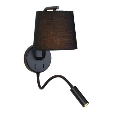 Zambelis H57 - LED Sienas lampa LED/3W + 1xE27/40W/230V melna
