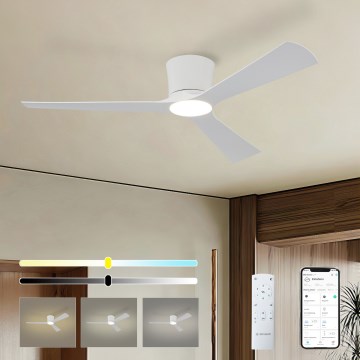 ZEVENTI - AUREX LED dimējams griestu ventilators, 24W/230V, 3000/4000/6000K, Wi‑Fi (Tuya), balts, ar tālvadības pulti