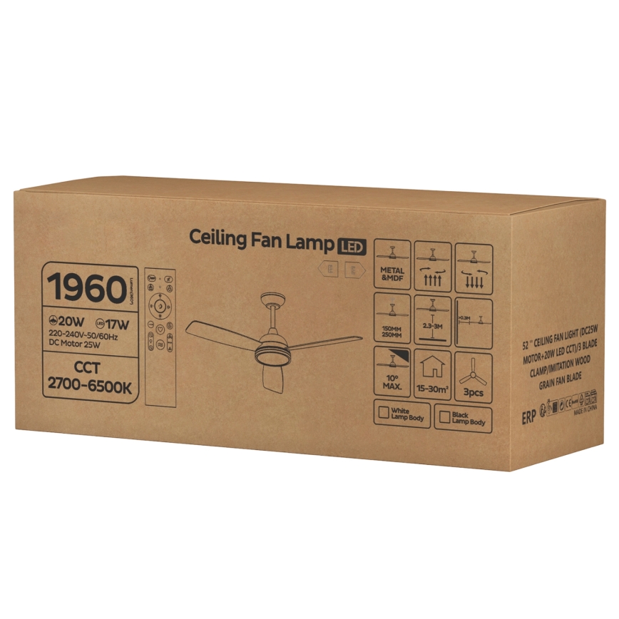 ZEVENTI - LED aptumšojams griestu ventilators ULUWATU LED/20W/230V 2700-6500K 132 cm brūns + tālvadības pults