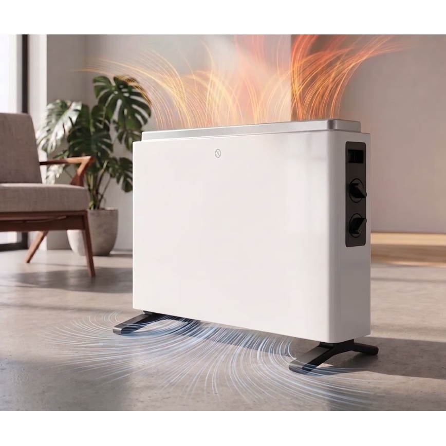 ZEVENTI - Elektriskais tiešsildītājs/konvektors 800/1200/2000W/230V balts