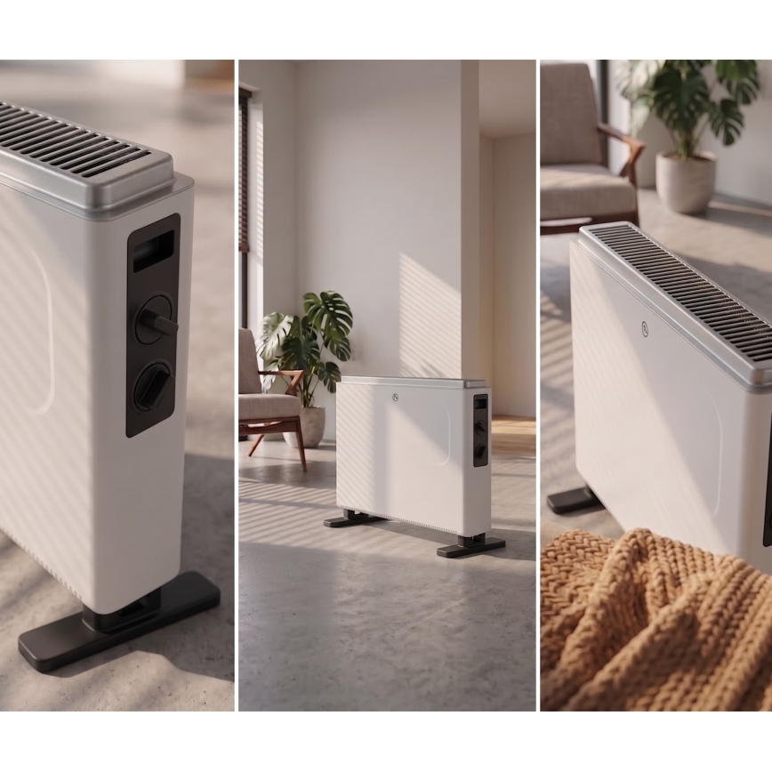 ZEVENTI - Elektriskais tiešsildītājs/konvektors 800/1200/2000W/230V balts