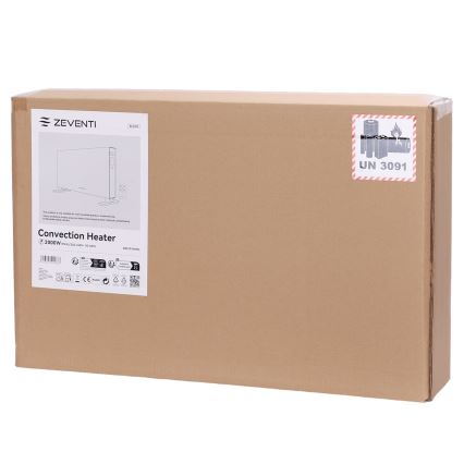 ZEVENTI - Elektriskais tiešais sildītājs/konvektors ar LCD displeju 1250/2000W/230V balts + tālvadība