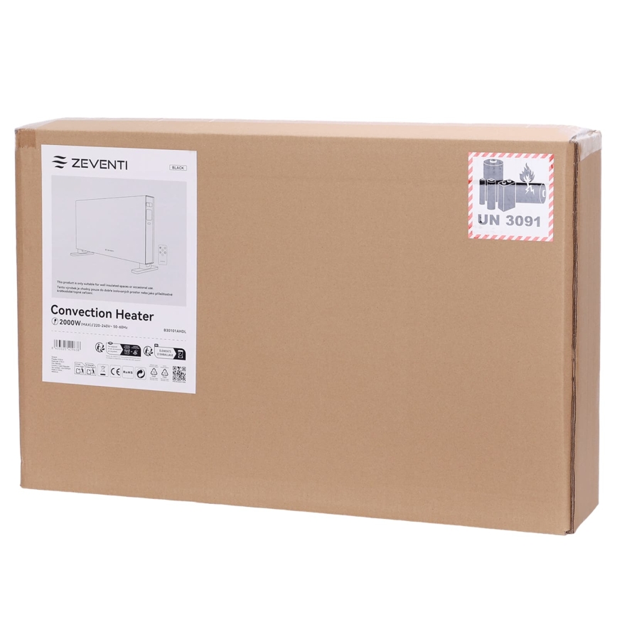 ZEVENTI - Elektriskais tiešais sildītājs/konvektors ar LCD displeju 1250/2000W/230V balts + tālvadība