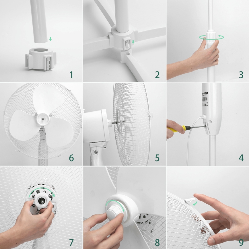 ZEVENTI - Statīva ventilators FLOW 45W/230V 120 cm balts