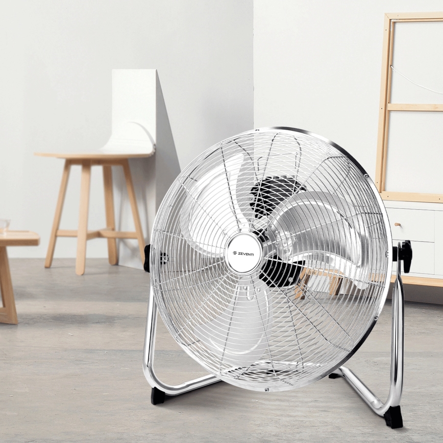 ZEVENTI - Grīdas ventilators FLOW 60W/230V 44,5 cm spīdīgs hroms