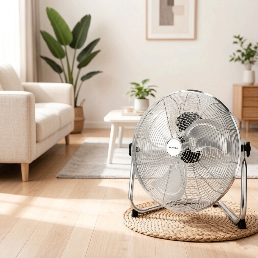 ZEVENTI - Grīdas ventilators FLOW 60W/230V 44,5 cm spīdīgs hroms